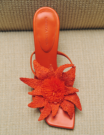 Bottega Veneta - Adam Napa Sandals with Raffia Flower