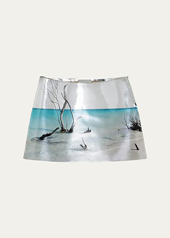 Prada - Shiny Printed Leather Mini Skirt
