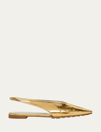 Bottega Veneta - Metallic Leather Slingback Ballerina Flats