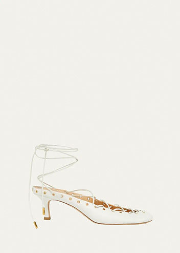 Ghiles Leather Ankle-Wrap Pumps