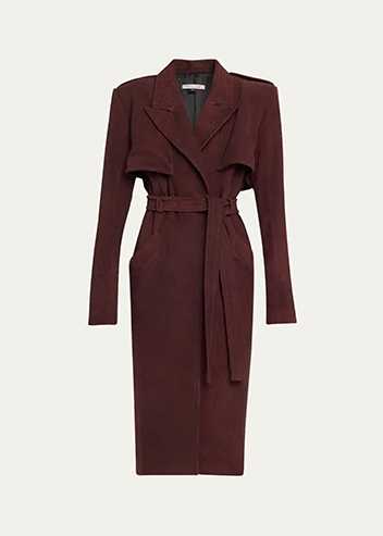 LaQuan Smith - Nubuck Belted Trench Coat