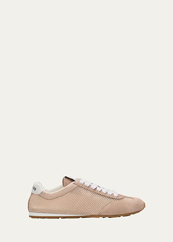 Miu Miu - Low-Top Mesh Suede Sneakers