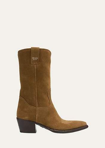 Prada - Texani Suede Western Boots