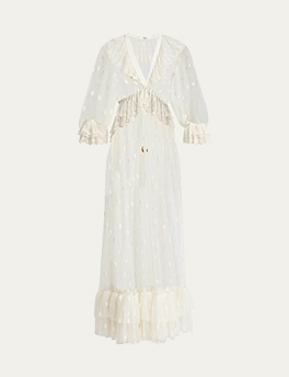 Chloé - Long Lace Ruffled Drawstring Dress
