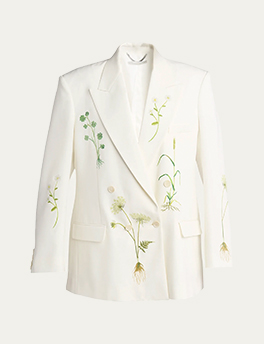 Stella McCartney - Floral Embroidered Oversized Double Breasted Wool Blazer