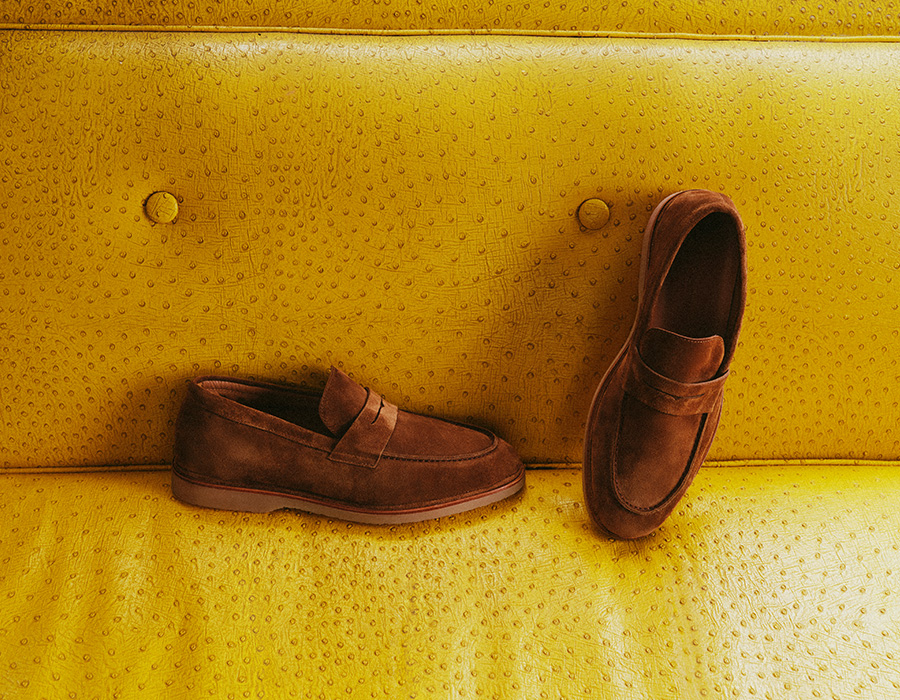 Bergdorf Goodman - Men's Suede Flex Rubber Sole Penny Loafers