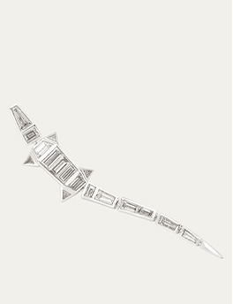 Bibi van der Velden - 18K White Gold Extra Long Diamond Alligator Earring, Single