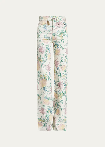 Chloé - Floral High Rise Flared Jeans