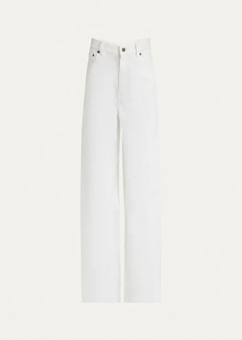 Chloé - High-Rise White Denim Wide-Leg Palazzo Pants