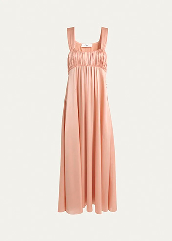 Chloé - Sleeveless Shirred Silk Satin Midi Dress