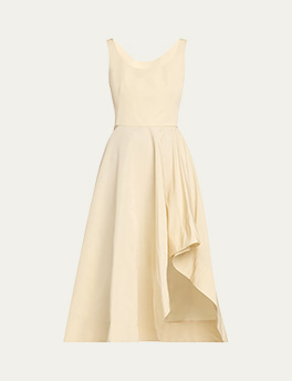 McQueen - Scoop-Neck Asymmetric Midi Dress