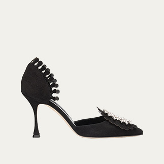Manolo Blahnik - Shog Suede Jewel-Embellished Pumps