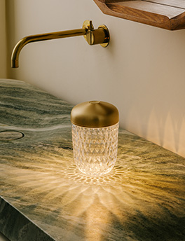 Saint Louis Crystal - Folia Mini Portable Lamp, Champagne