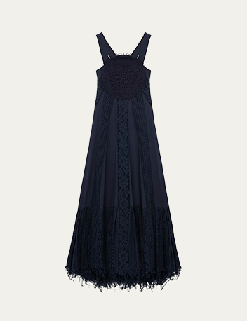 Loewe - Lace Frayed Hem Poplin Dress