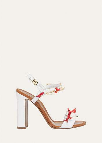 Dolce&Gabbana - Keira Coral Beaded Ankle-Strap Sandals
