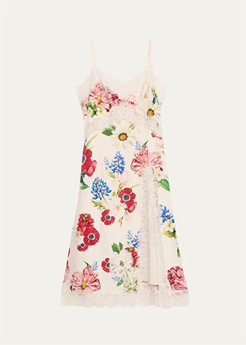 Dolce&Gabbana - Floral Lace-Trim Slit Midi Slip Dress