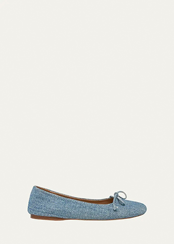 JW Anderson - Denim-Print Suede Ballerina Flats