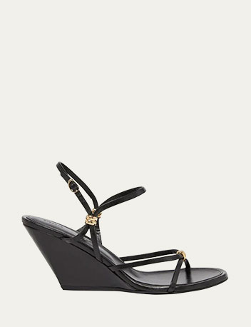 Proenza Schouler - Coil Buckle Ankle-Strap Leather Wedge Sandals