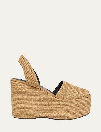 Alaïa - Straw Wedge Slingback Sandals