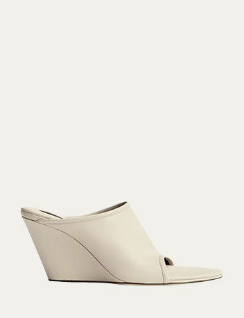 Christen - Stretch Leather Wedge Slide Sandals