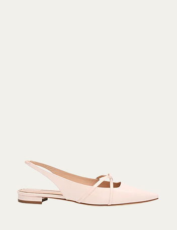 Manolo Blahnik - Daria Patent Leather Slingback Ballerina Flats