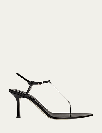 Christen - Mono Leather T-Strap Stiletto Sandals