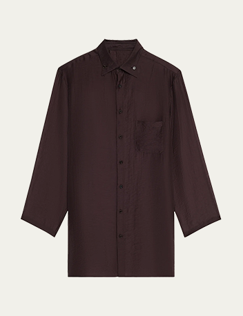Yohji Yamamoto - Men's Aubergine Long Sheer Button-Down Shirt