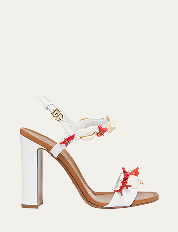 Dolce&Gabbana - Keira Coral Beaded Ankle-Strap Sandals