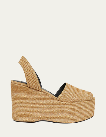 Alaïa - Straw Wedge Slingback Sandals