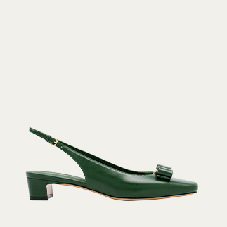 Ferragamo - Rivada Leather Bow Slingback Pumps