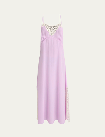 Chloé - Lace-Trim Silk Midi Slip Dress