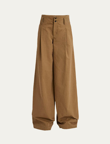 Chloé - Pleated Wide-Leg Cotton Trousers