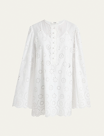 Chloé - Scalloped Eyelet-Embroidered Mini Shift Dress