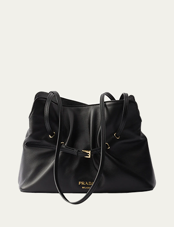 Prada - Slouchy Lambskin Leather Shoulder Bag
