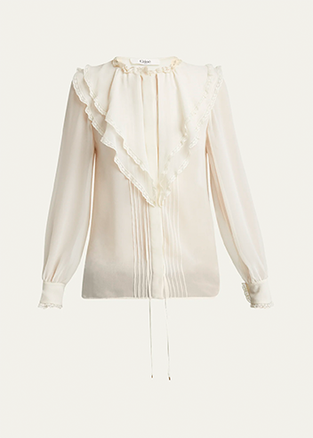 Chloé - Ruffle Button-Down Silk Top