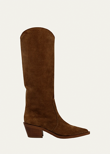 Gianvito Rossi - Suede Tall Western Boots