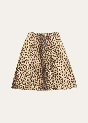 Valentino Garavani - Leopard A-Line Wool Skirt