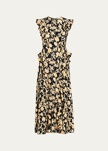 Ulla Johnson - Flo Floral Flutter-Sleeve Midi Dress
