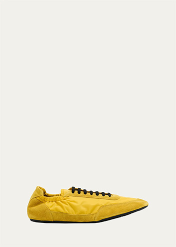 Prada - Men's Collapse Nylon and Suede Low-Top Sneakers