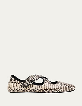 Alaïa - Snakeskin Leather Pattern Cross Ballerina Flats
