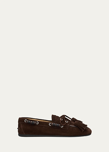 Miu Miu - Suede Tassel Boat Loafers