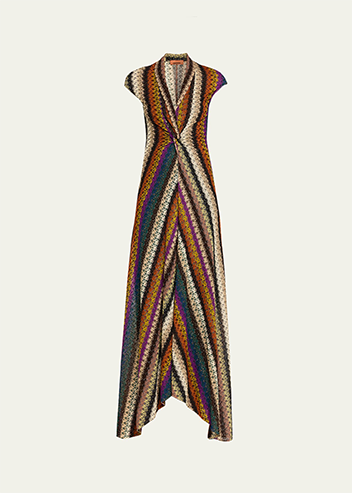 Missoni - Metallic Stripe Twisted Maxi Dress