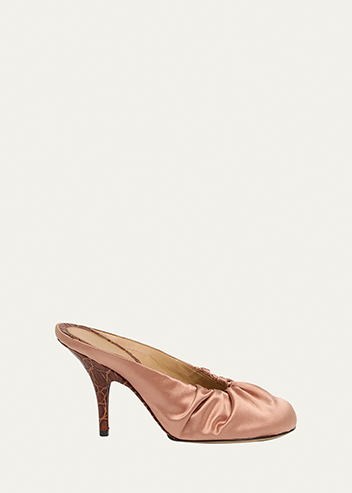 Dries Van Noten - Ruched Satin Mules