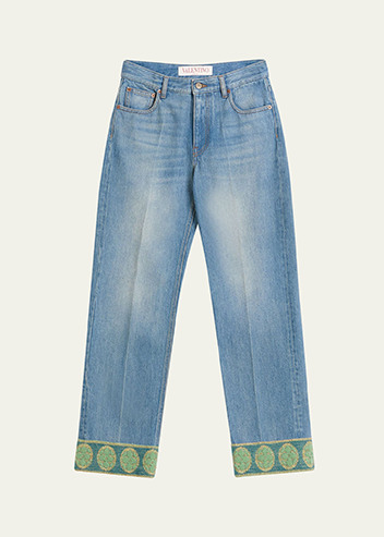 Valentino Garavani - Embroidered Cuff Denim Pants