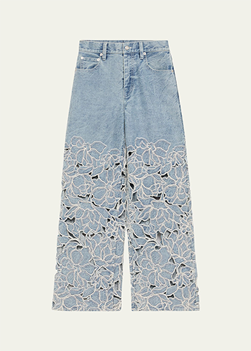 Simkhai - Betty Floral Embroidered Straight-Leg Jeans