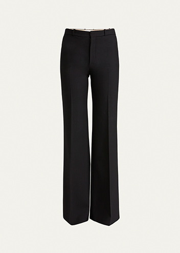 Chloé - Flared Crepe Wool Trousers