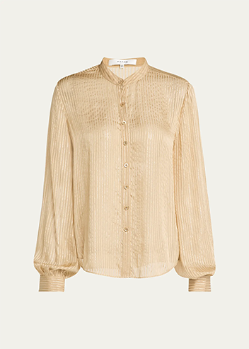 Frame - Stripe Button-Front Blouse