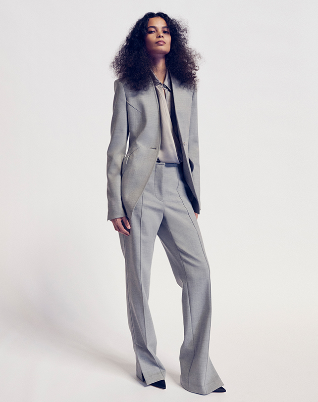 Model wears Helmut Lang