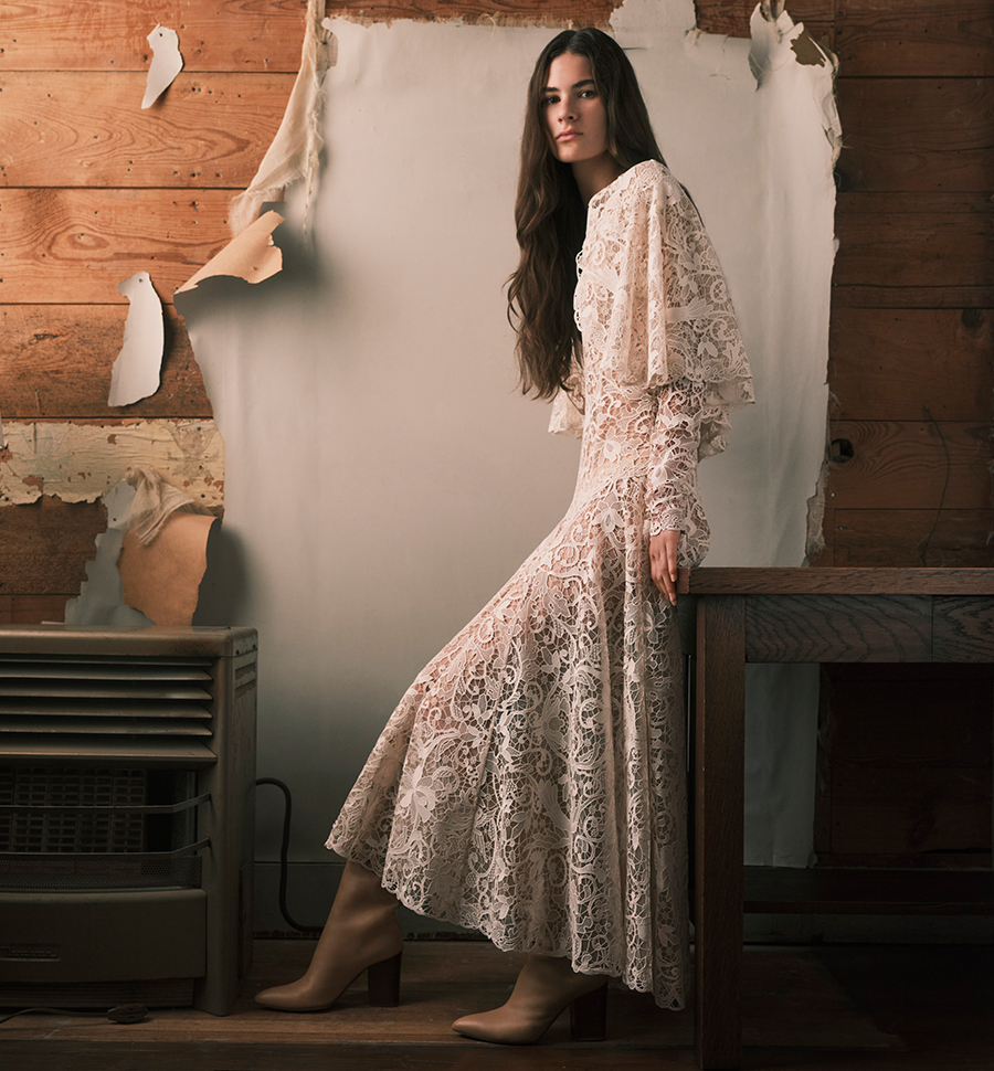 Model wears Zimmermann - Memento Long-Sleeve Lace Dress