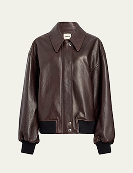 Khaite - Shelman Leather Bomber Jacket